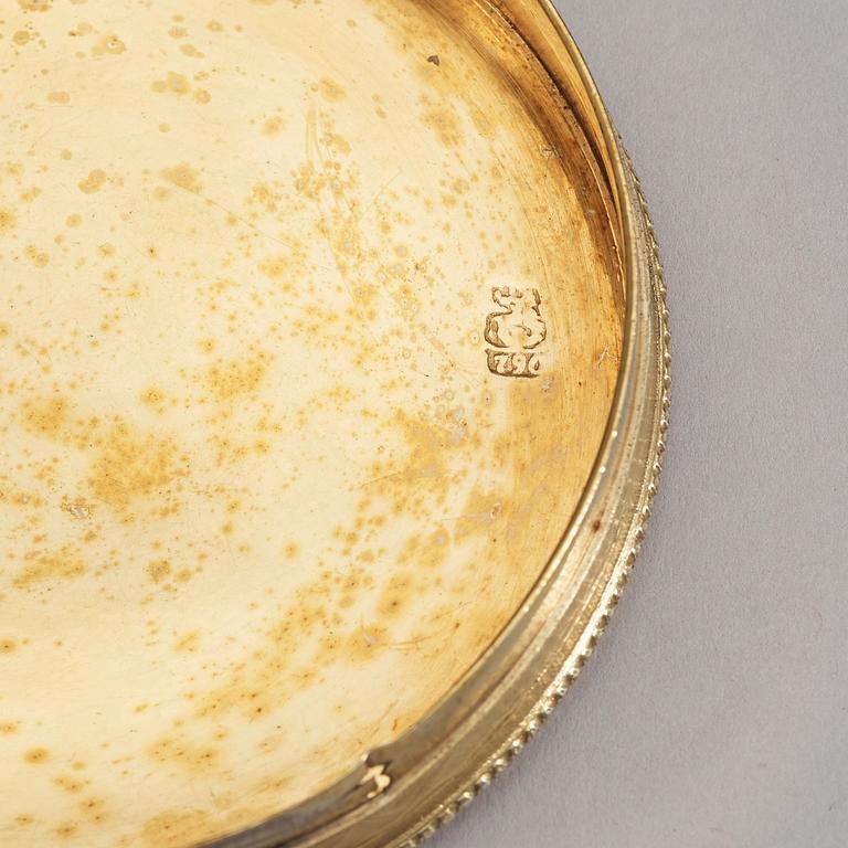 A Russian 18th century silver-gilt box, markes of Moscow 1790.