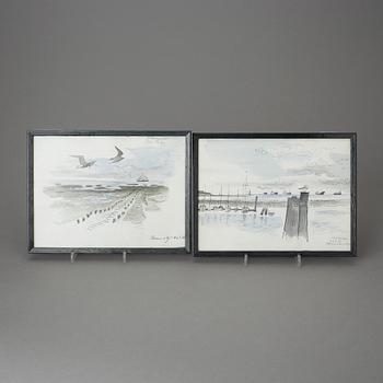 GUNNAR BRUSEWITZ, blandteknik, 2 stycken. Signerade och daterade 72 respektive 77.