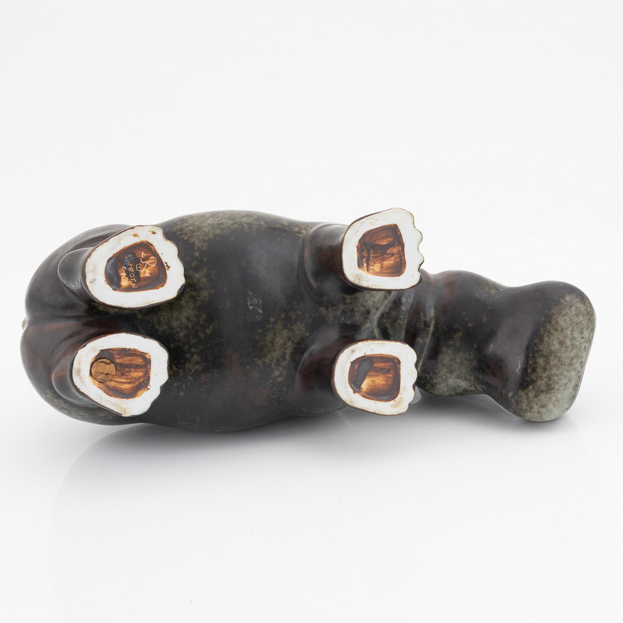 Gunnar Nylund, a stoneware sculpture of a hippo, Rörstrand.