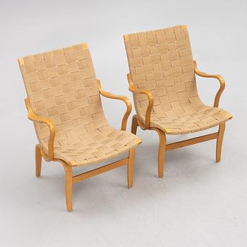 Bruno Mathsson, a pair of 'Eva' armchairs, Firma Karl Mathsson, Värnamo, 1973.