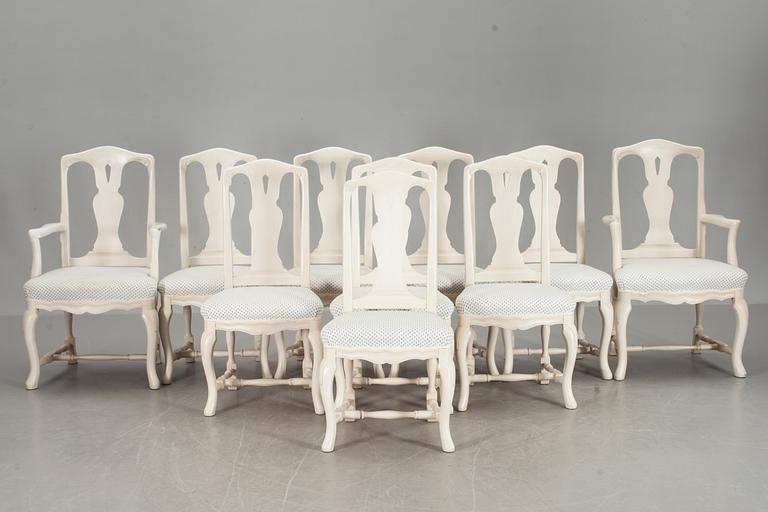 MATSALSMÖBLEMANG, 11 delar, rokokostil, K A Roos, Helsingborg.