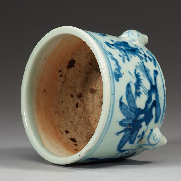 A blue and white tripod censer, Ming dynasty, 15th Century.