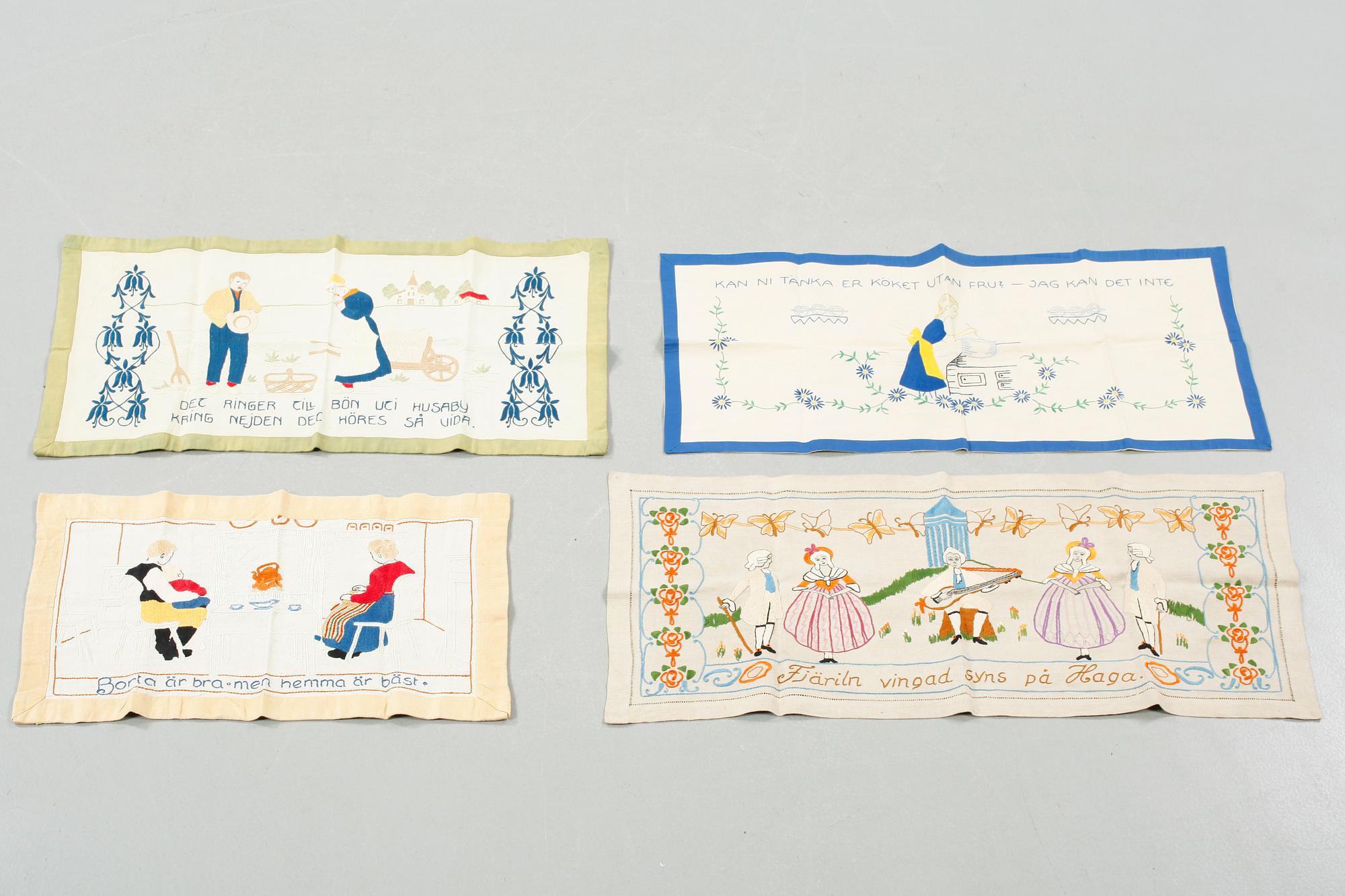 Six textiles from the first half of the 20th century.