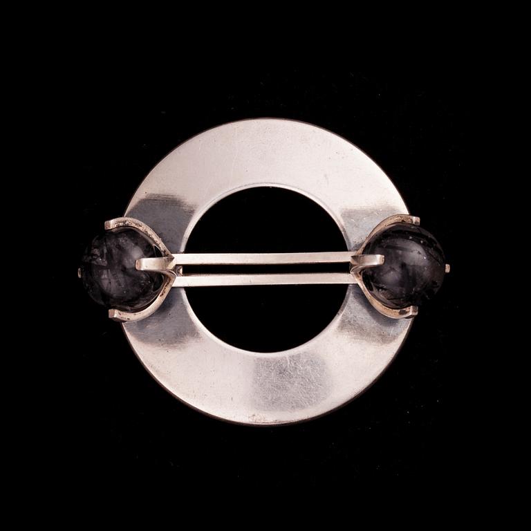 BROSCH, silver samt rutilkvarts, Elis Kauppi, Kupittaan Kulta, Åbo 1965.
