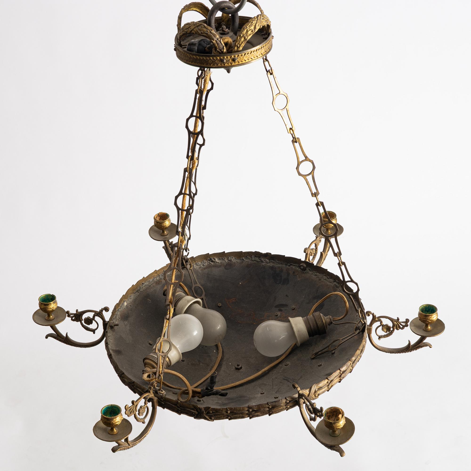 An Empire style chandelier, circa 1900.