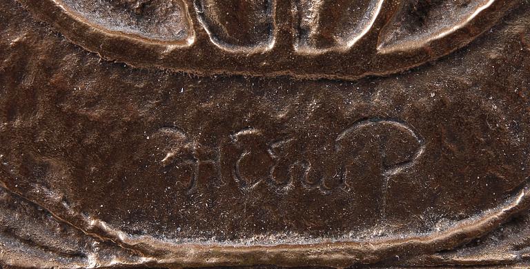 HENRY HEERUP, relief, brons, sign.