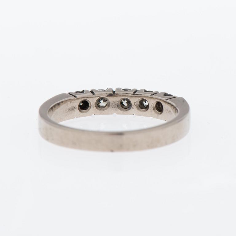 RING, 14K, vitguld, diamanter 5x0,10 ct, finska stämplar, Kalevi Elo.