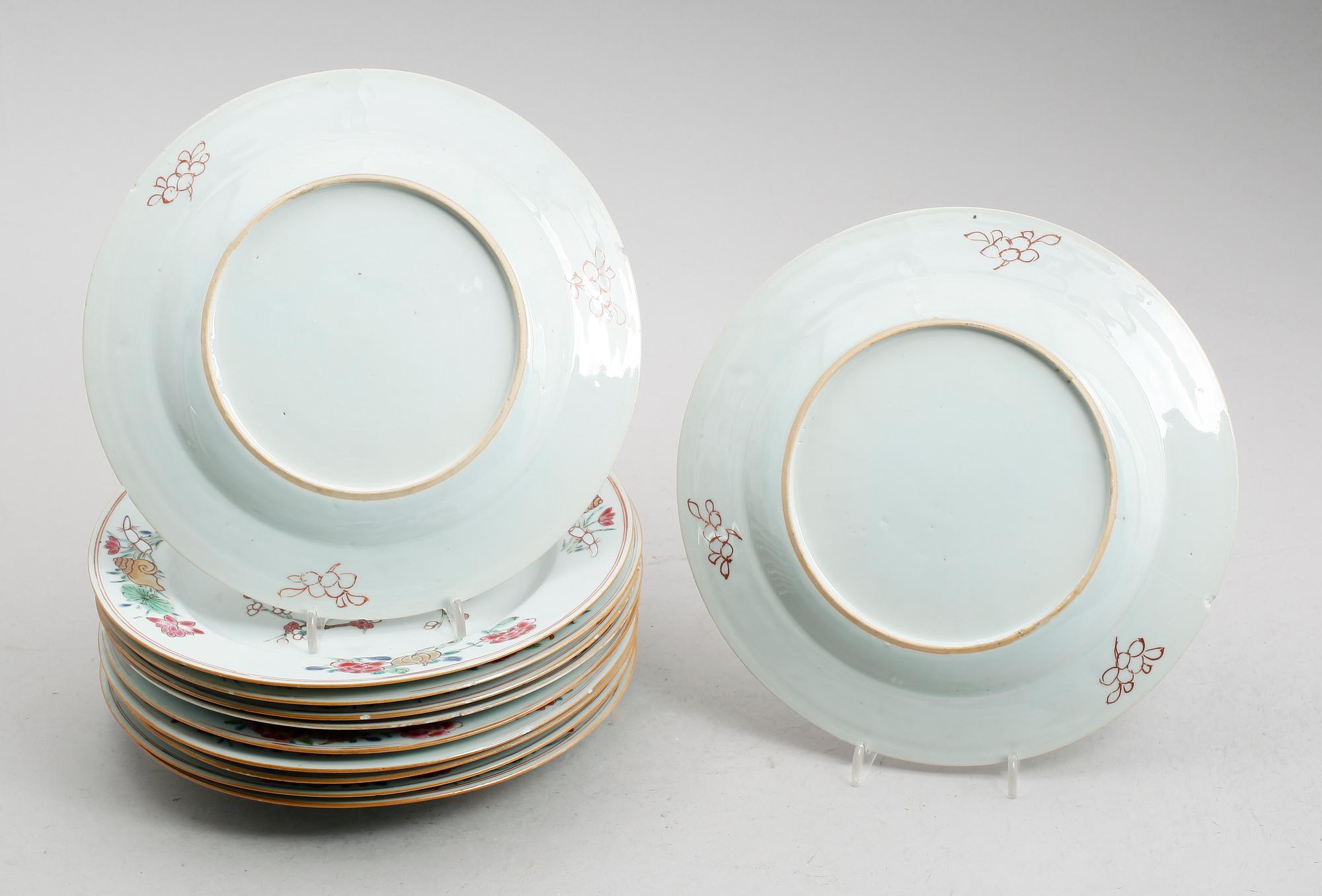 TALLRIKAR, 11 st, porslin, Kina, Qianlong 1736-1795.