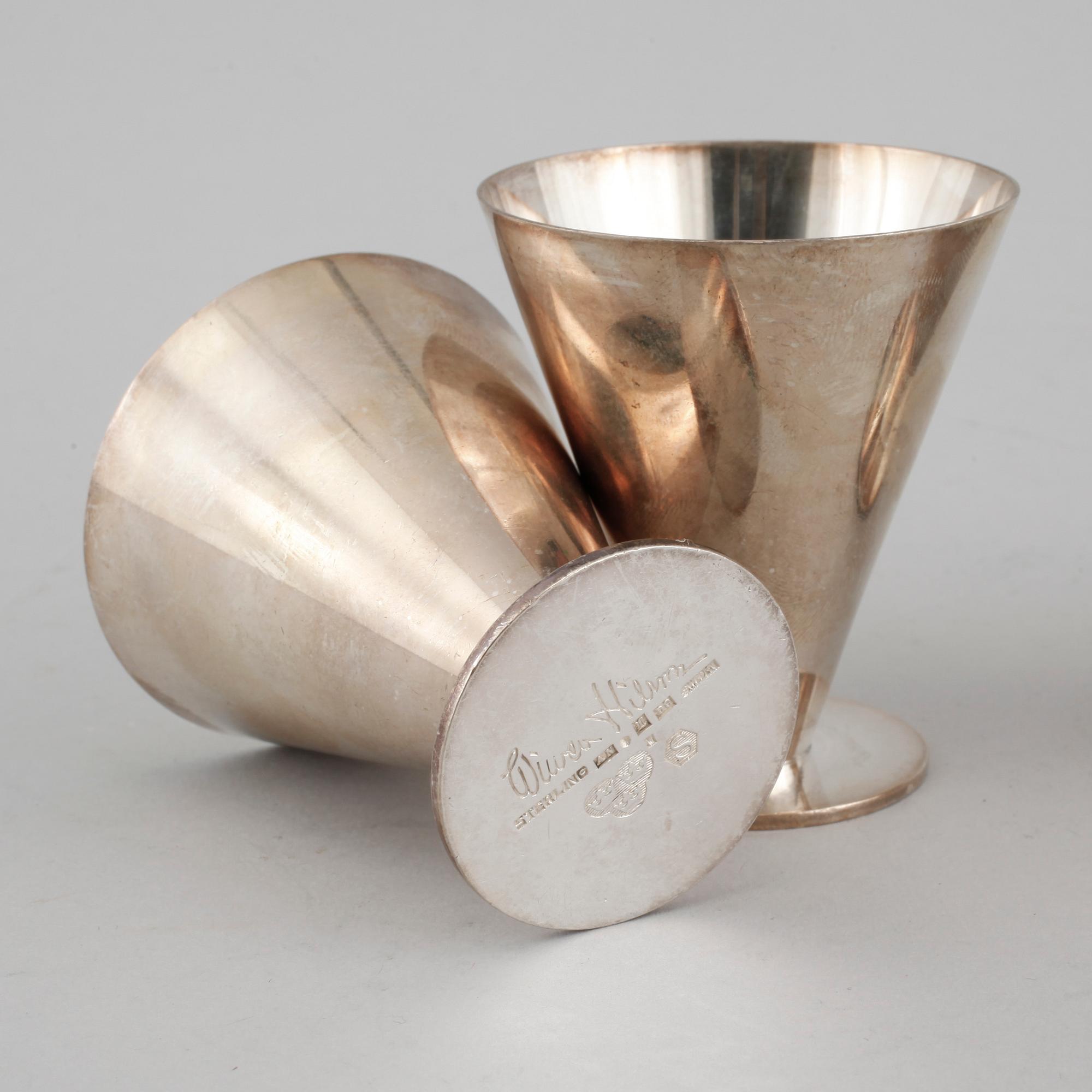 Four silver coctail cups by Wiwen Nilsson, Lund, weight 319 g.