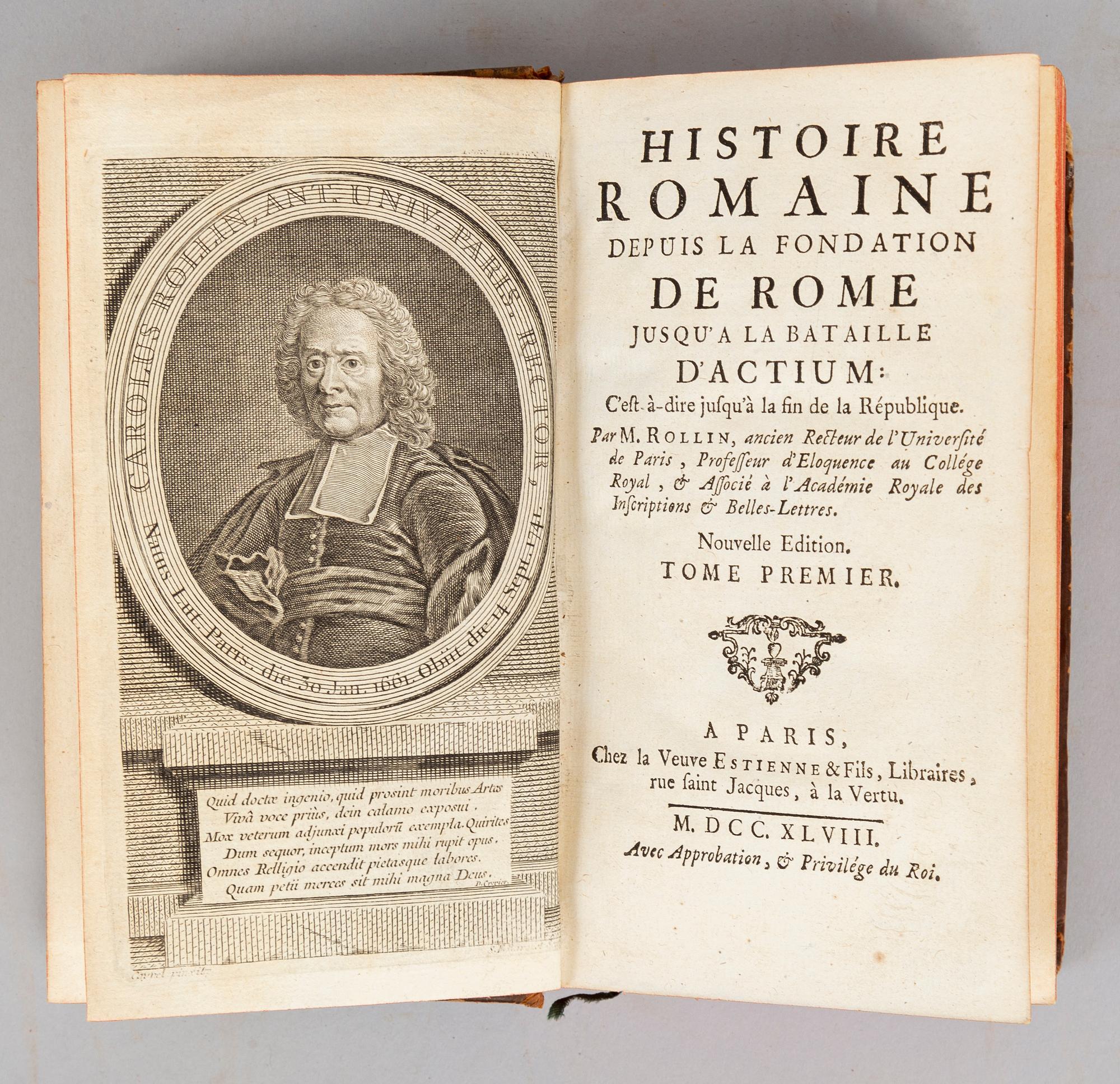 Roms historia i 16 volymer 1741-48 med graverade kartor.