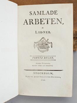 BOKPARTI, 7 vol, bla Myrthen och Cypresser av Carl Eldh, 1725, Poëmatum av Gustaf Lithou, 1734.
