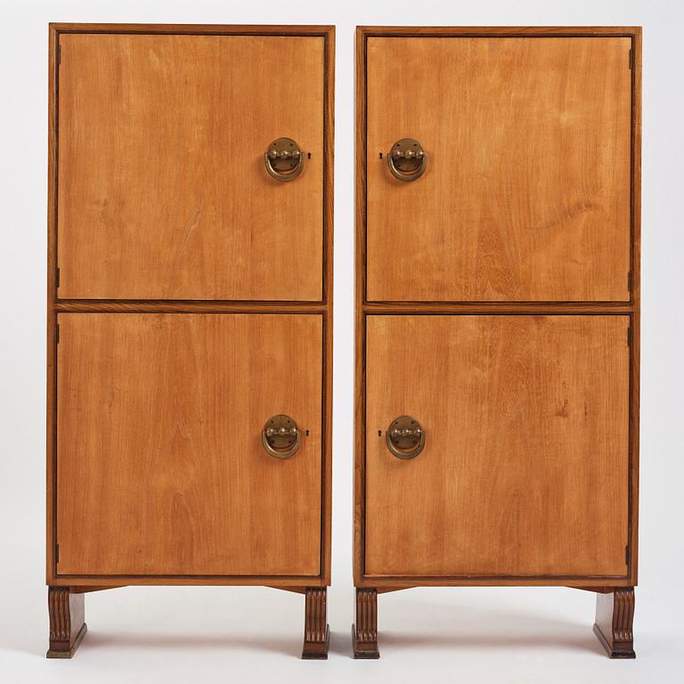 Otto Schulz, a pair of Swedish Modern elm veneered cabinets, Boet, Gothenburg 1940s-50s.