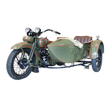 MOTORCYKEL MED SIDOVAGN, Harley Davidson, 1930, 750 cc.