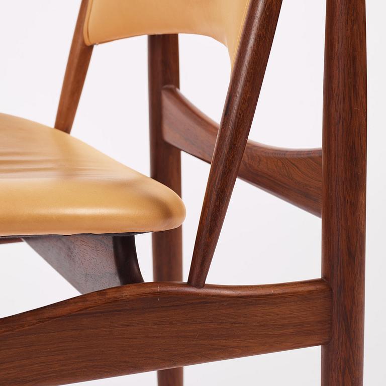 Finn Juhl, a rosewood "Egyptian" chair model FJ49, cabinetmaker Niels Vodder, Copenhagen, 1950s-60s.