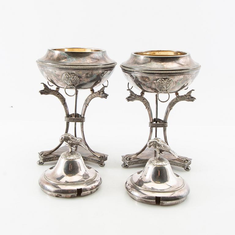 Sugar bowls, a pair, Gustavian style, AG Dufva, early 20th century, silver plate.