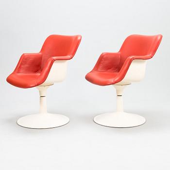 YRJÖ KUKKAPURO, a pair late 1960's '417P' armchairs for Haimi.