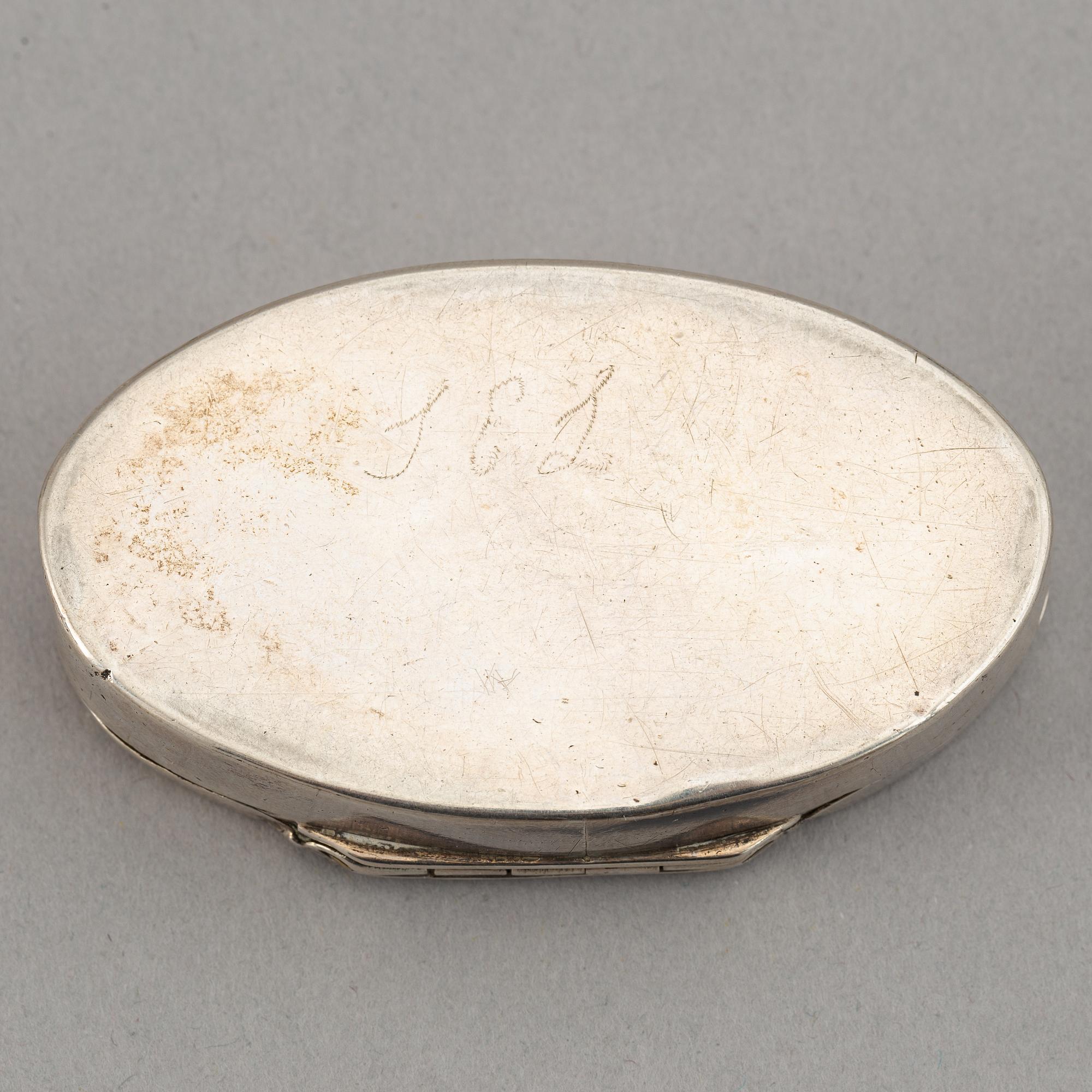Dosa, guld, samt dosor, 4 st, silver. 1800-1900-tal.