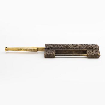 A Chinese gilt five-clawed 'dragon' lock, Qing dynasty, Qianlong (1736-95).
