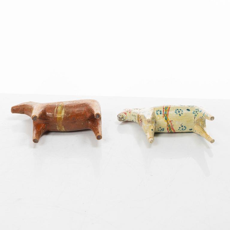 Two Dala horses, mid-20th century.