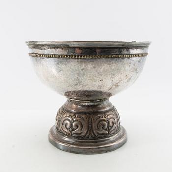 Skål på fot Jugend 1920-tal nysilver och glas.