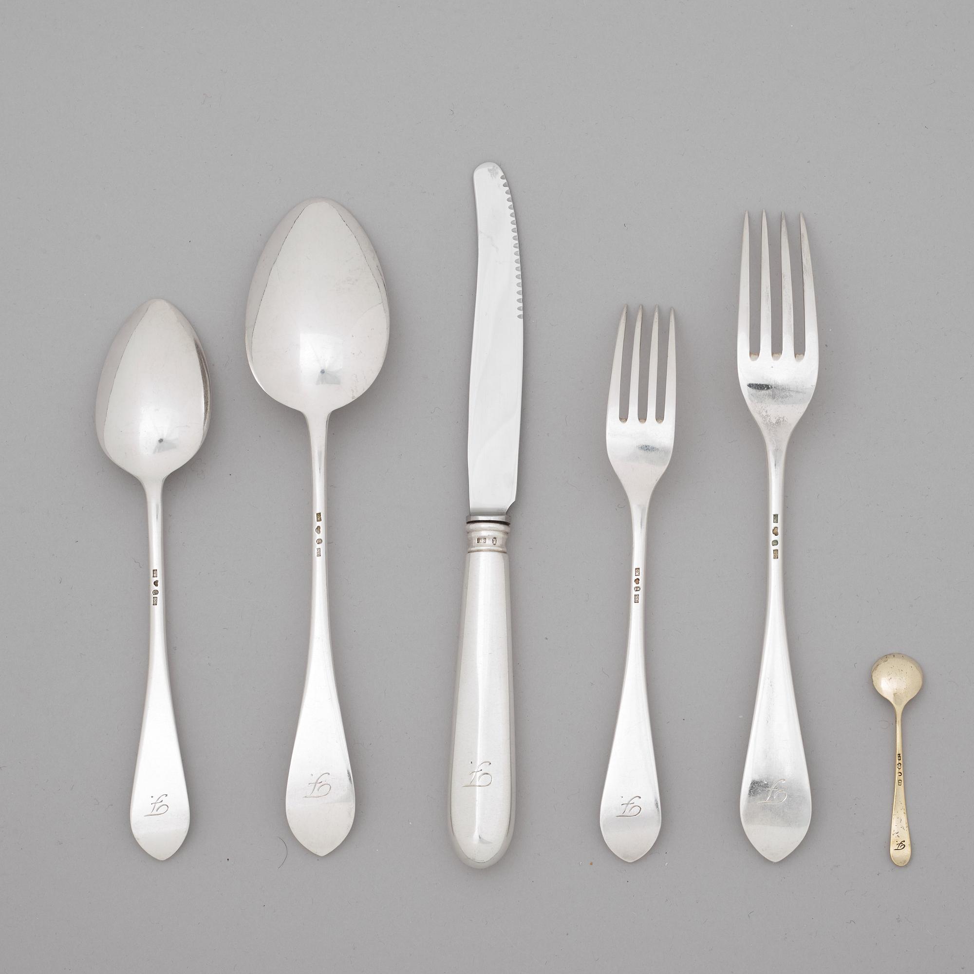 A Swedish 19th century silver 94 piece table-cutlery, mark of Gustaf Möllenborg, Stockholm 1896.