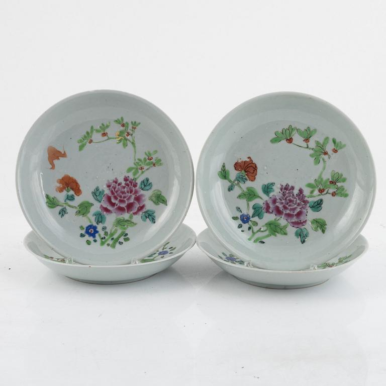 A set of six famille rose dishes, Qing dynasty, 19th century.