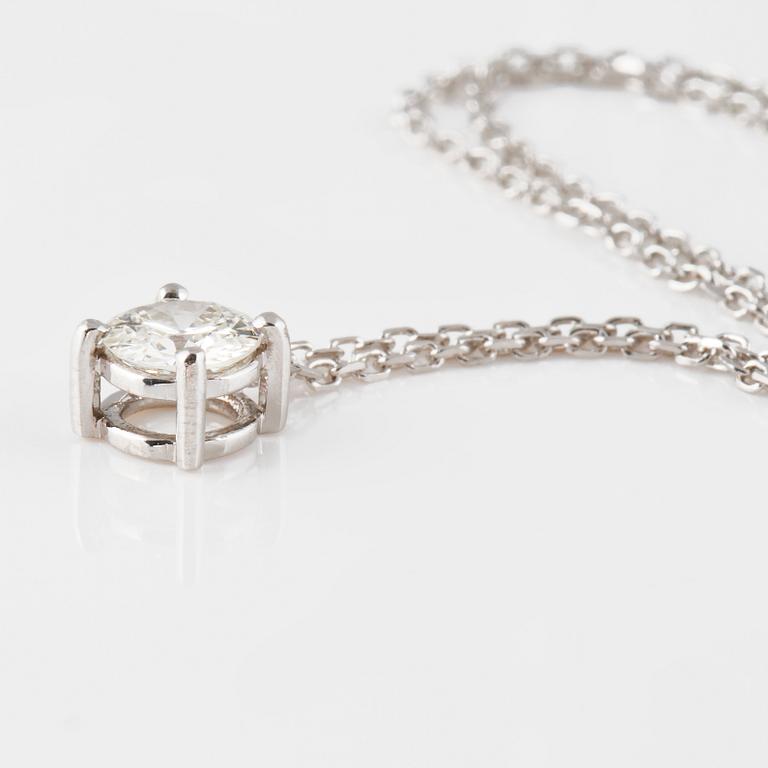 HÄNGE, 18K vitguld med gammalslipad diamant ca 0.40 ct. Vikt 2,2 gram.