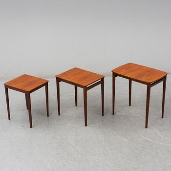A Swedish three piece nesting table, Gärsnäs, 1960s.