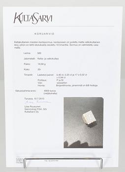 KLACKRING, 14K guld/vitguld, diamanter tot. 0,94 ct. Vikt 14,58 g. Intyg.