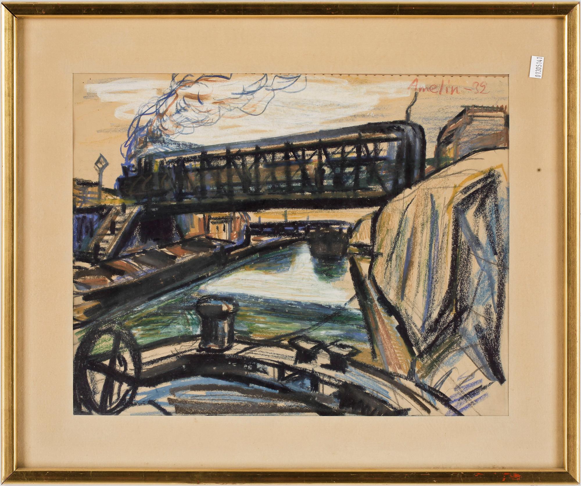 ALBIN AMELIN, pastell på papper, signerad och daterad -39.