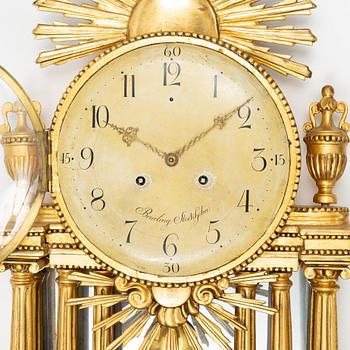 A late Gustavian wall pendulum clock by Beurling Stockholm 1783-1806.