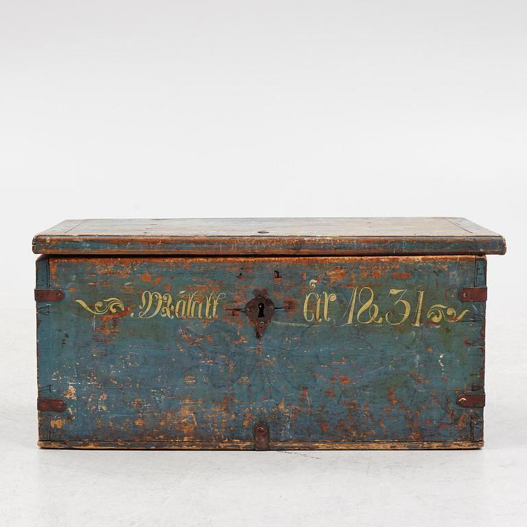 A painted chest, dated 1831.