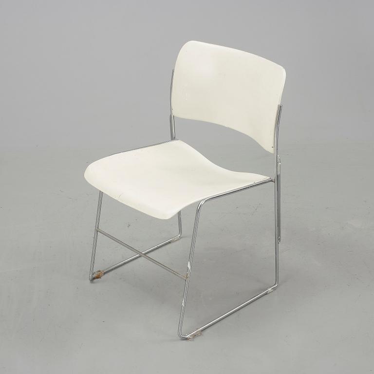 STOLAR, 8 st, metall, design: David Roland, 1900-talets andra hälft.