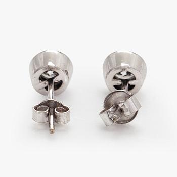 Earrings, brilliant-cut diamonds totalling circa 0.60 ct, 14K white gold.