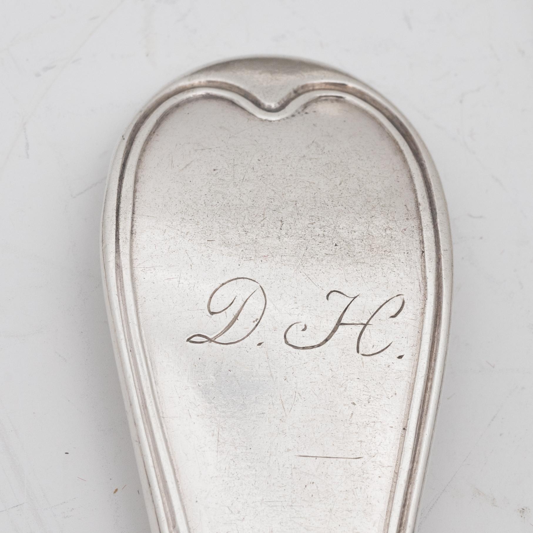 Pehr Zethelius, matskedar, 6 st, silver, Stockholm 1798.