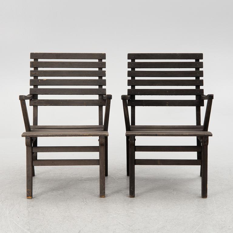 Carl Malmsten, a six-piece suite of garden furniture, 'Bergshamra', Igelstaverken, second half of the 20th Century.