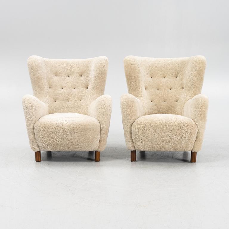 A pair of armchairs, Danish master carpenter, Denmark, 1930's/40's.