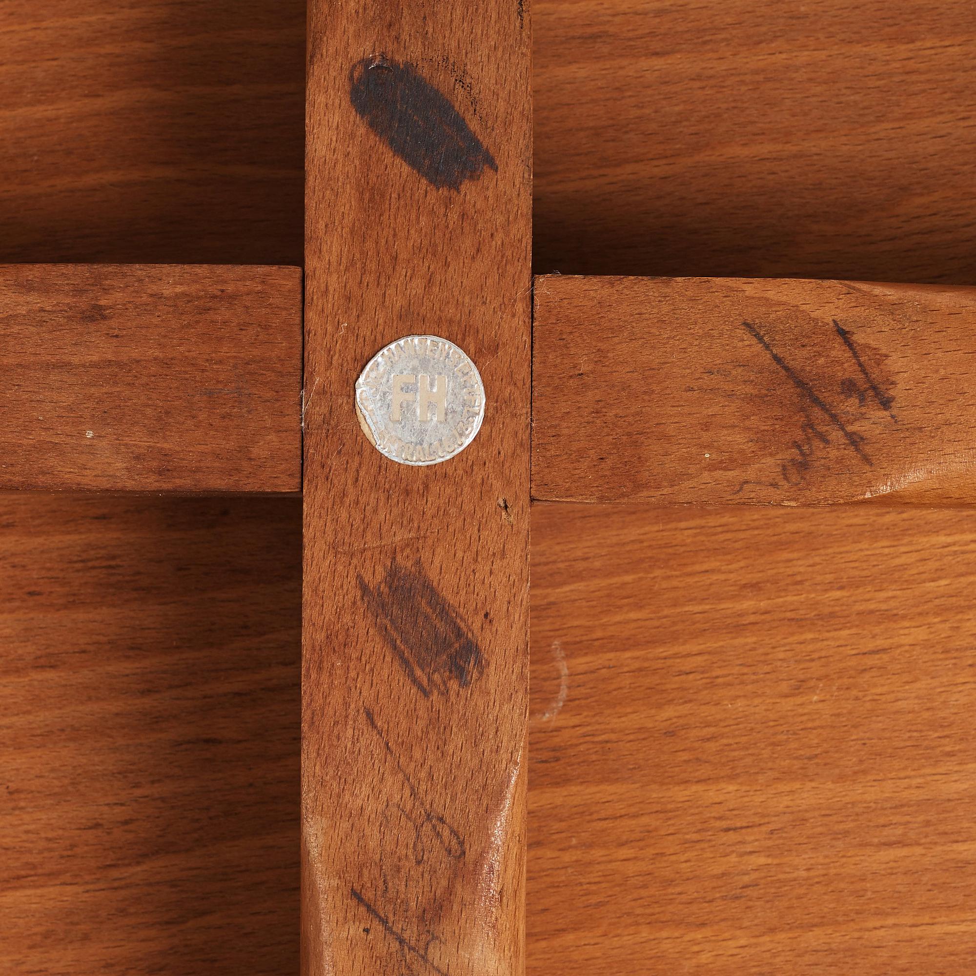 Vilhelm Lauritzen, a beech and leather stool for Fritz Hansen, Denmark 1930's.