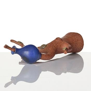 Stig Lindberg, a "Trädet och Krukan" (The Tree and the Pot) stoneware sculpture, with vase by Berndt Friberg, Gustavsberg Studio 1940s.