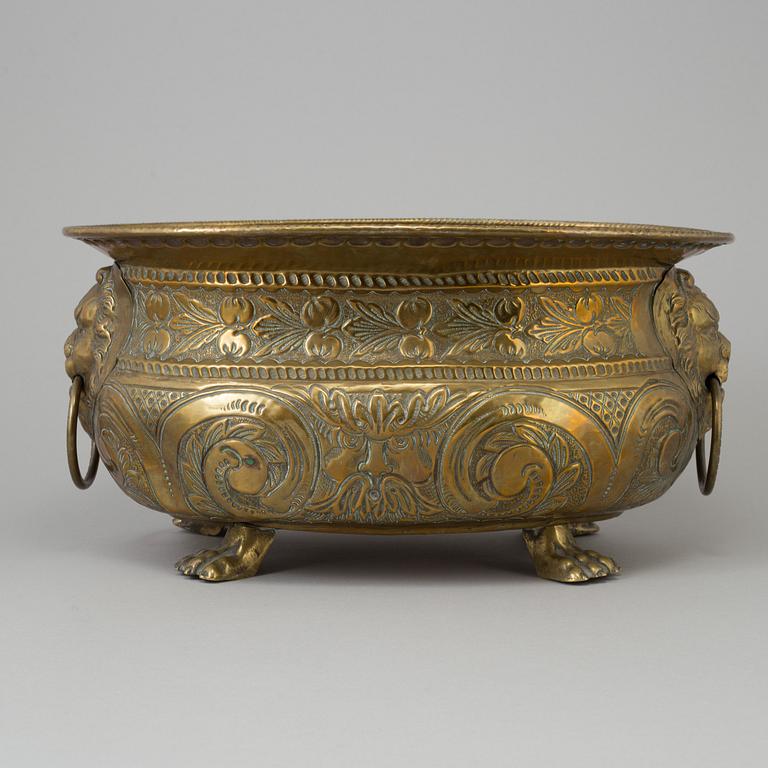 A 18th century brass jardiniere.