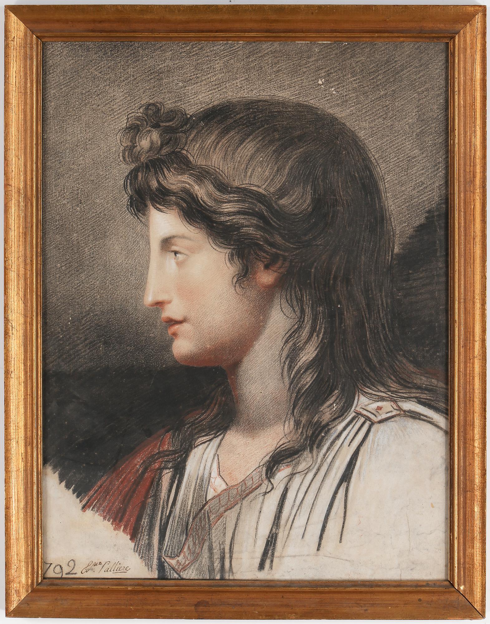OKÄND KONSTNÄR, pastell på papper, möjligen Frankrike, 1800-talets början, otydligt signerad.