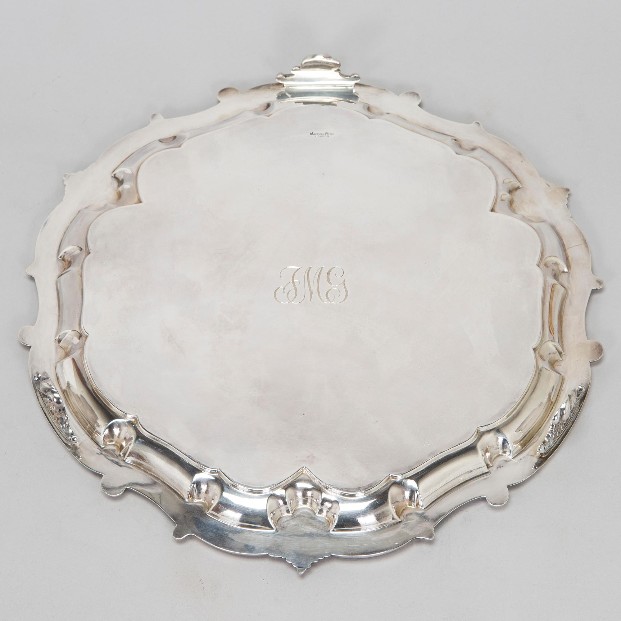 Brickbord, sterlingsilver och mahognyfaner, Mappin & Webb, London 1912, stommen av Paul Boman.