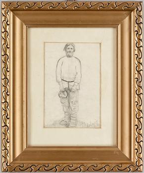 Fedor Ivanovich Chaliapin · FEDOR IVANOVICH CHALIAPIN, tillskriven, blyertsteckning. Signerad.
