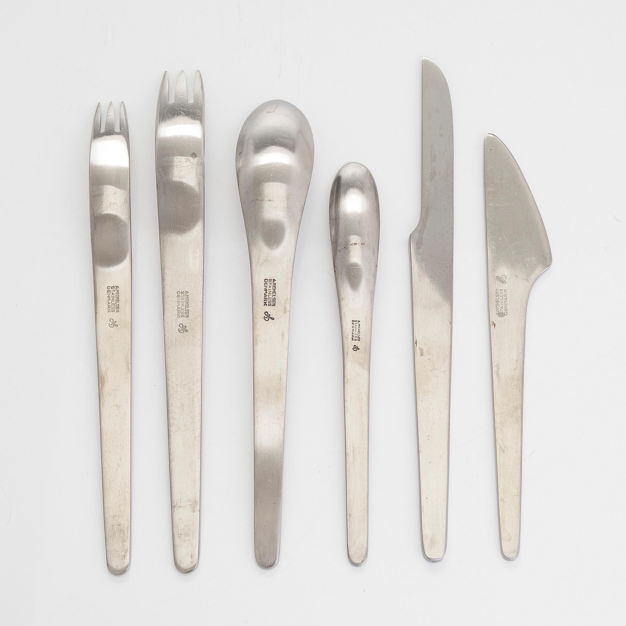 Arne Jacobsen, a 46 piece cutlery set  'AJ-bestick' A. Michelsen and Georg Jensen, Denmark.