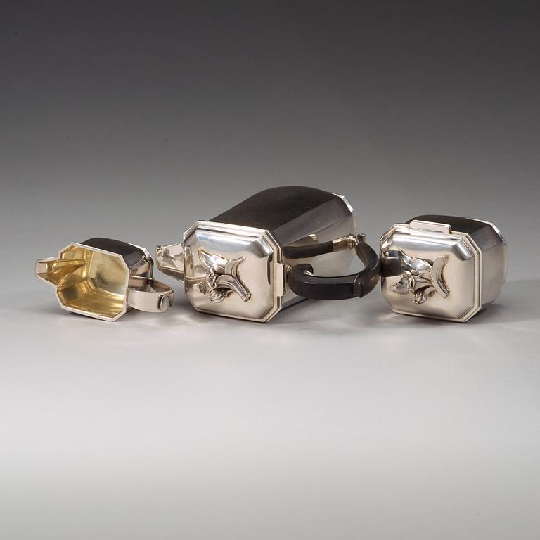 Atelier Borgila, a three pcs sterling coffee set, Stockholm 1939.