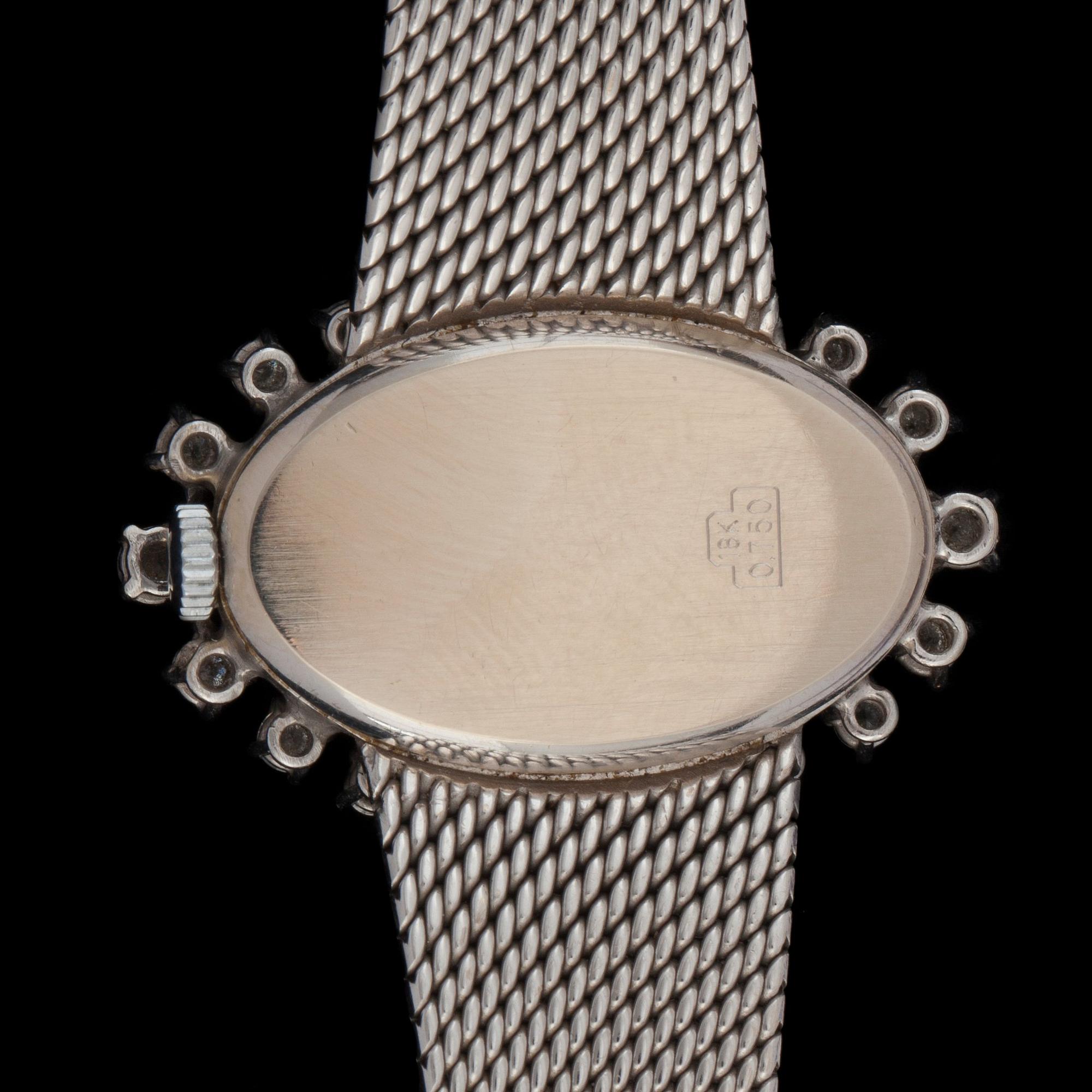 A Tiffany & co ladies wristwatch. Circa 1960- 70. Bezel set with brilliant- and navette-cut diamonds.