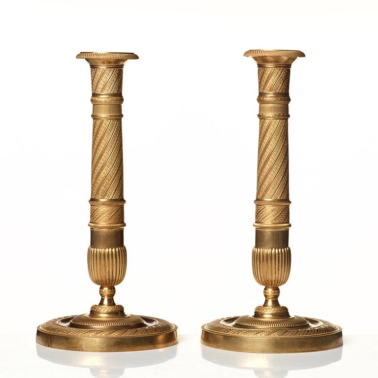 A pair of Empire candlesticks.