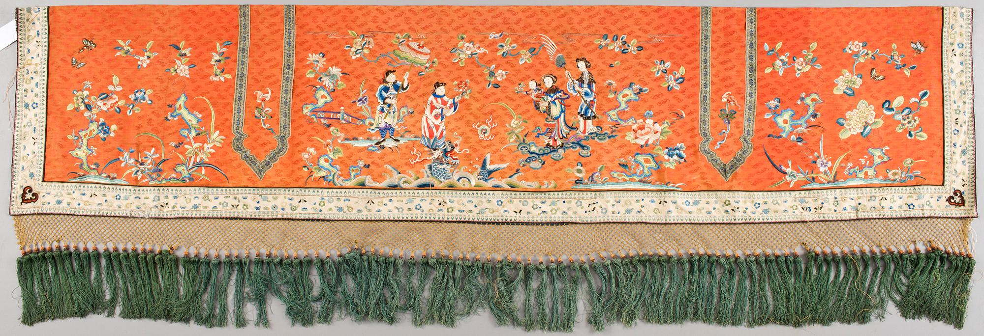 BRODERIER, 12 delar, bl.a. i siden. Kina, 1800/1900-tal.