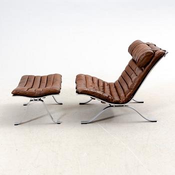 Arne Norell, a metal and leather Ari easy chair and foot stool after 1966.