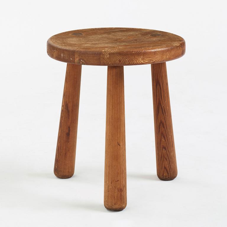 Axel Einar Hjorth, a stained pine "Utö" stool, Nordiska Kompaniet, Sweden 1930's.